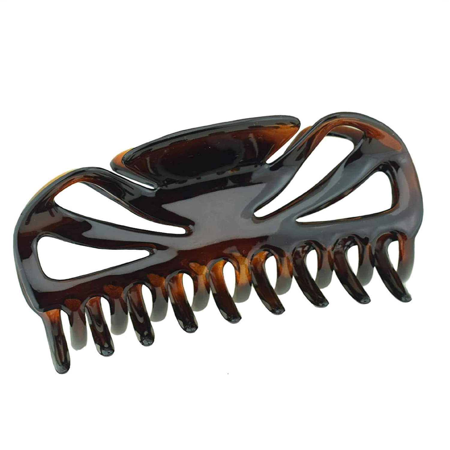 Parcelona French Shell Large Cellulose Acetate Grip Covered Spring Jaw Hair Claw