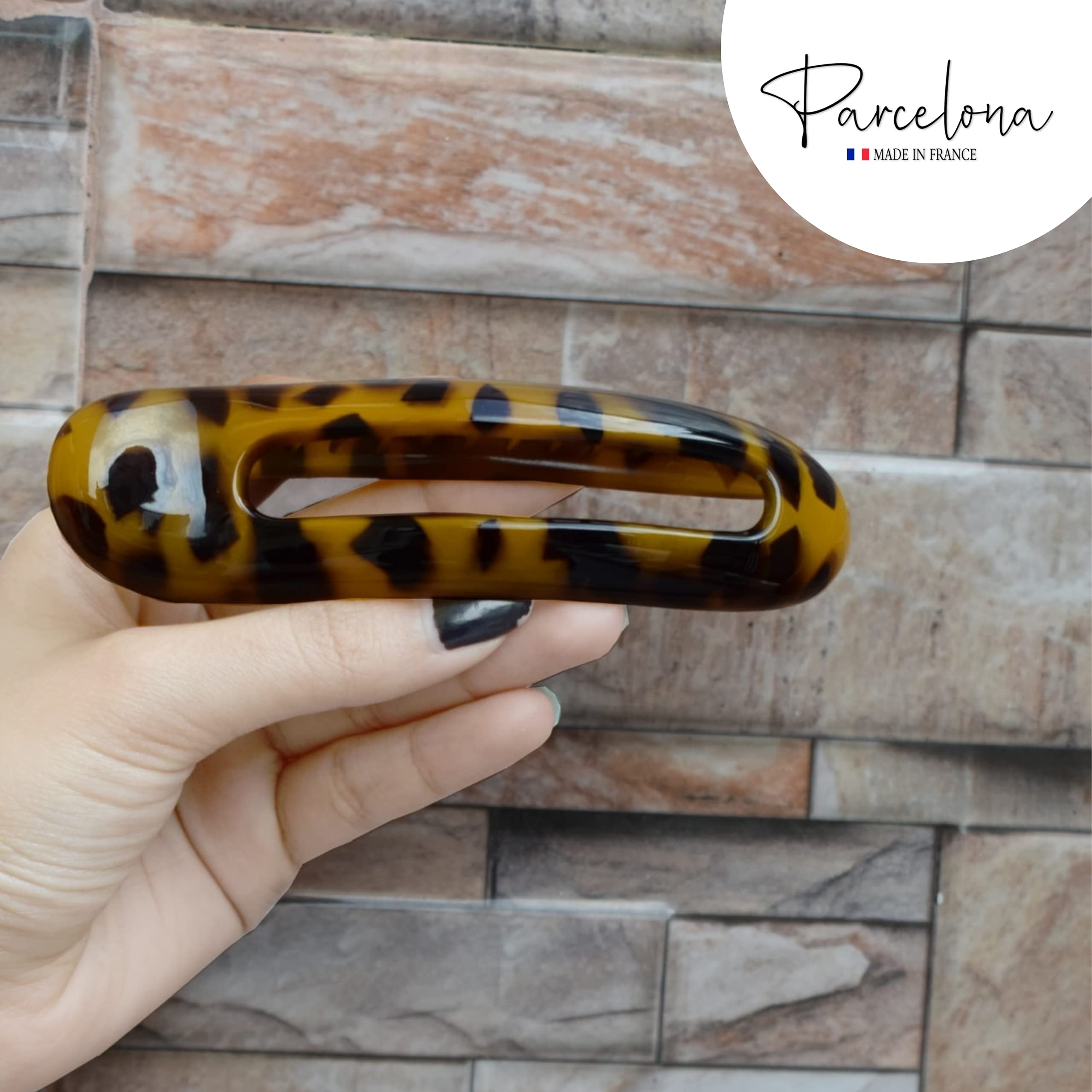 Parcelona French Oval Slider Large 4.75" Cellulose Side Hair Claw Clips(2 Pcs)
