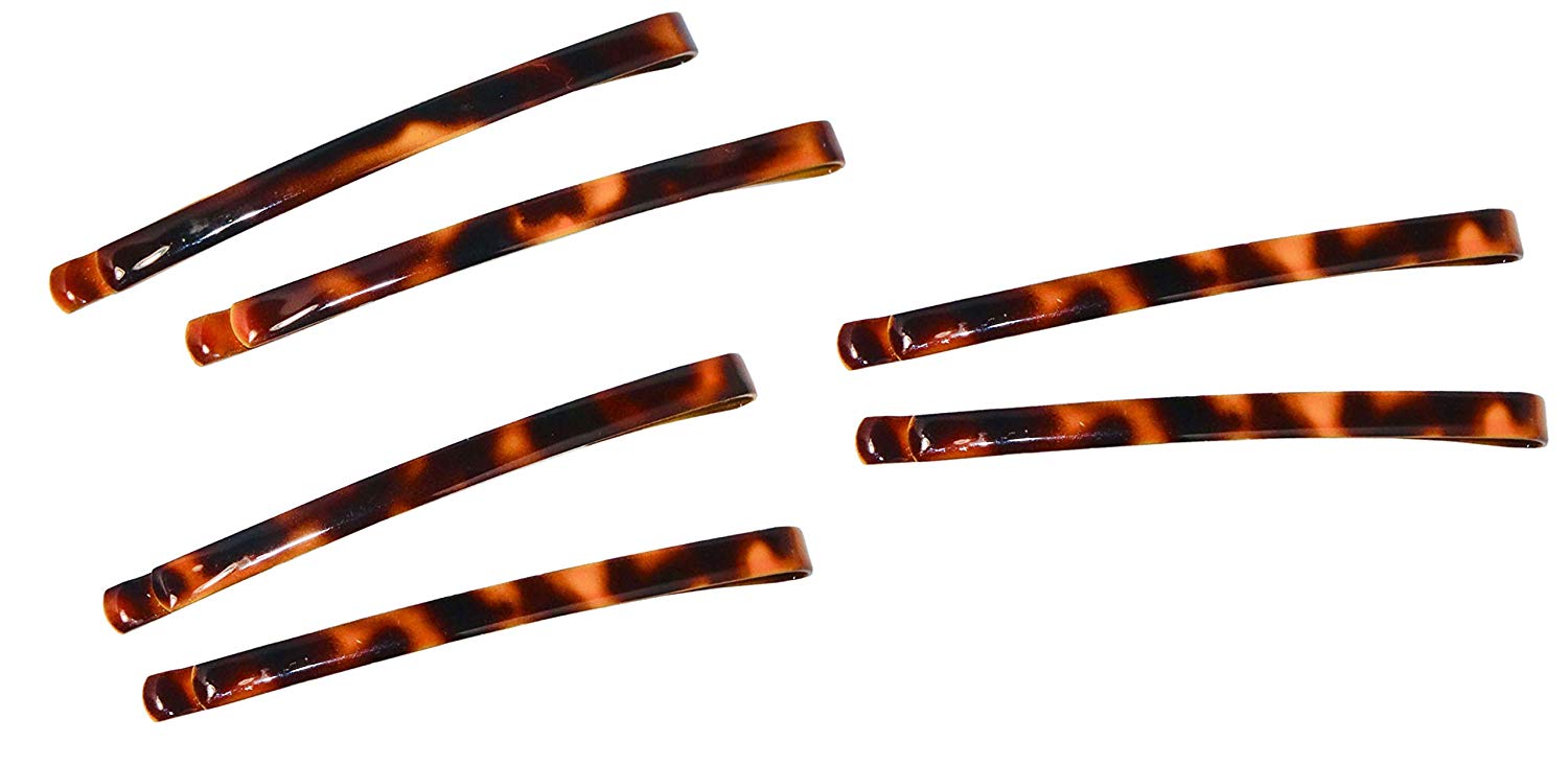 Parcelona French Fine Shell 2 1/4" Set of 6 Metal Side Slide Bobby Hair Pins