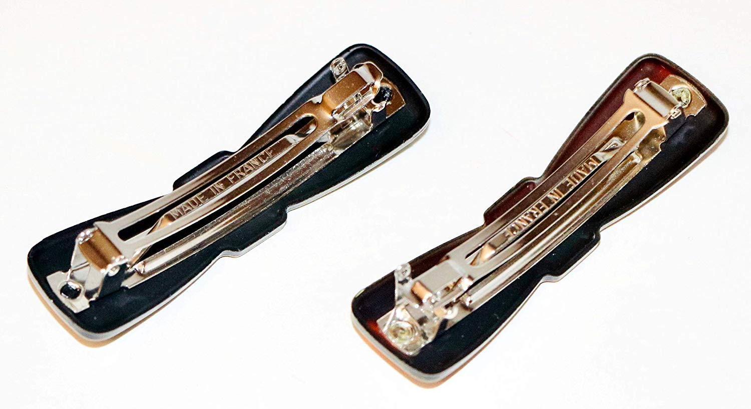 Parcelona French Knotted Bow Shell N Black Cellulose Hair Barrettes for Women