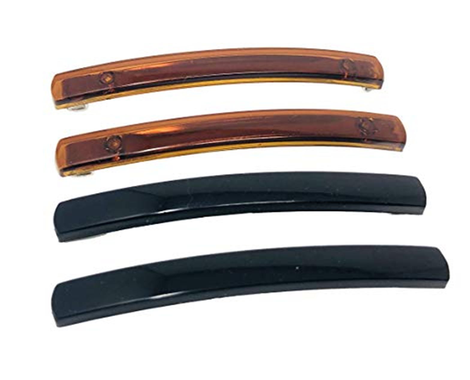 Parcelona French Svelte Shell N Black Cellulose Hair Barrettes for Women(4 Pcs)