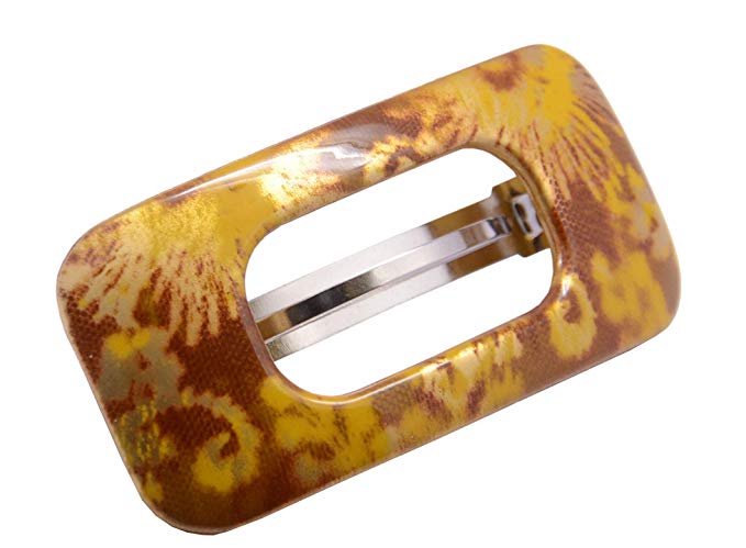 Parcelona French Retro Floral Pattern Gold Brown Cellulose Hair Clip Barrette