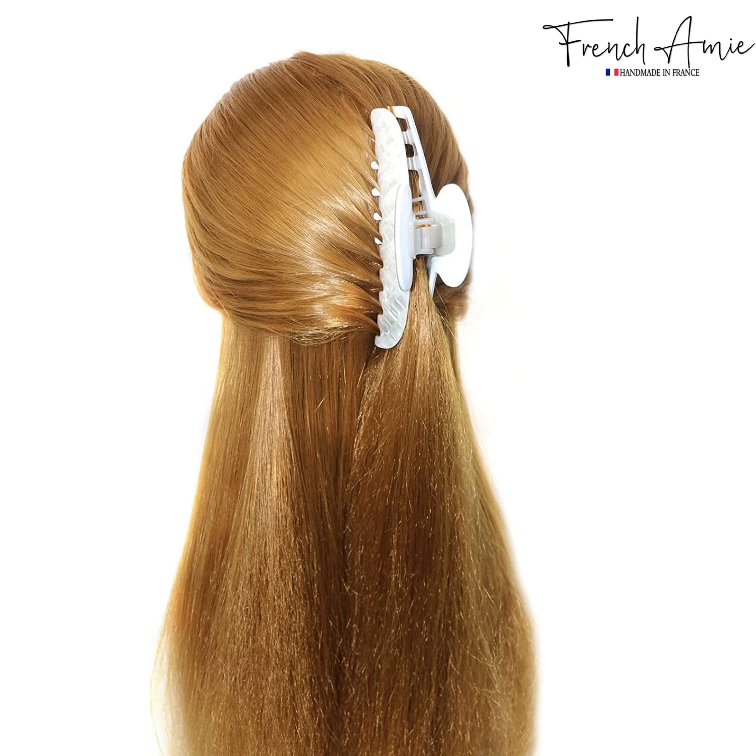 French Amie Contour Large 4 ¾” Cellulose Handmade Jaw Hair Claw Clip for Women