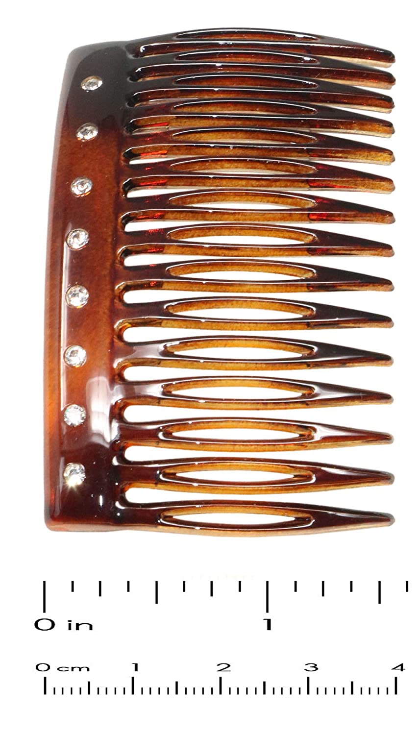 Parcelona French Crystals Shell Small 2 ¾” Cellulose Set of 2 Side Hair Combs