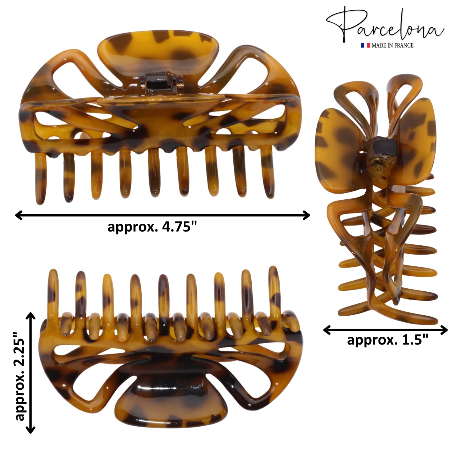 Parcelona French Glossy Belle Large Cellulose Hair Claw for Women