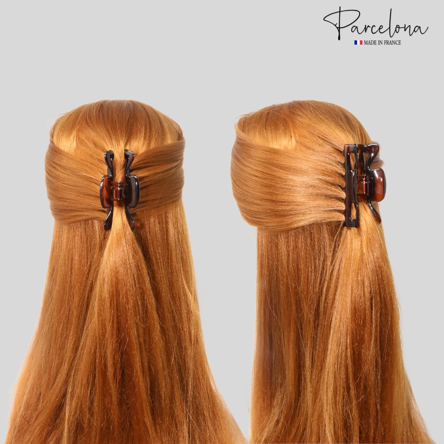 Parcelona French Classic 3" Medium Cellulose Hair Claws for Women & Girls (2Pcs)