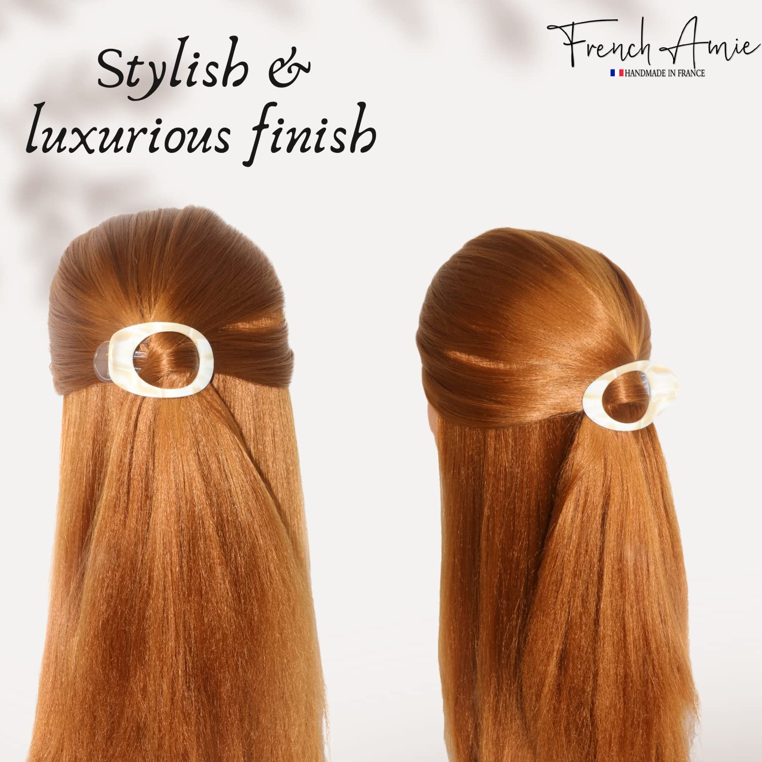 French Amie Oval 3" Small Handmade Side Slide Hair Claw Clip for Fine Hair