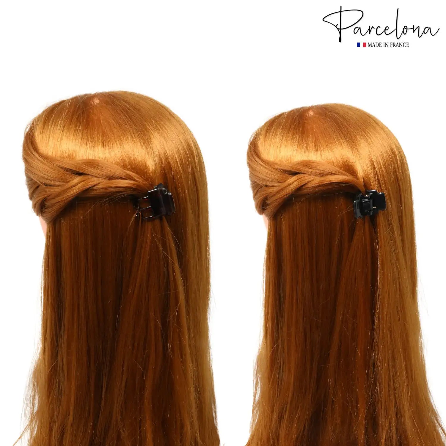 Parcelona French Glossy Square Very Small Cellulose Hair Claws for Women 2Pcs