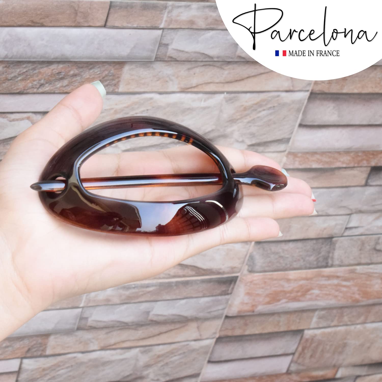 Parcelona French Slide Hoop Black and Shell Large 4" Cellulose Bun Cover