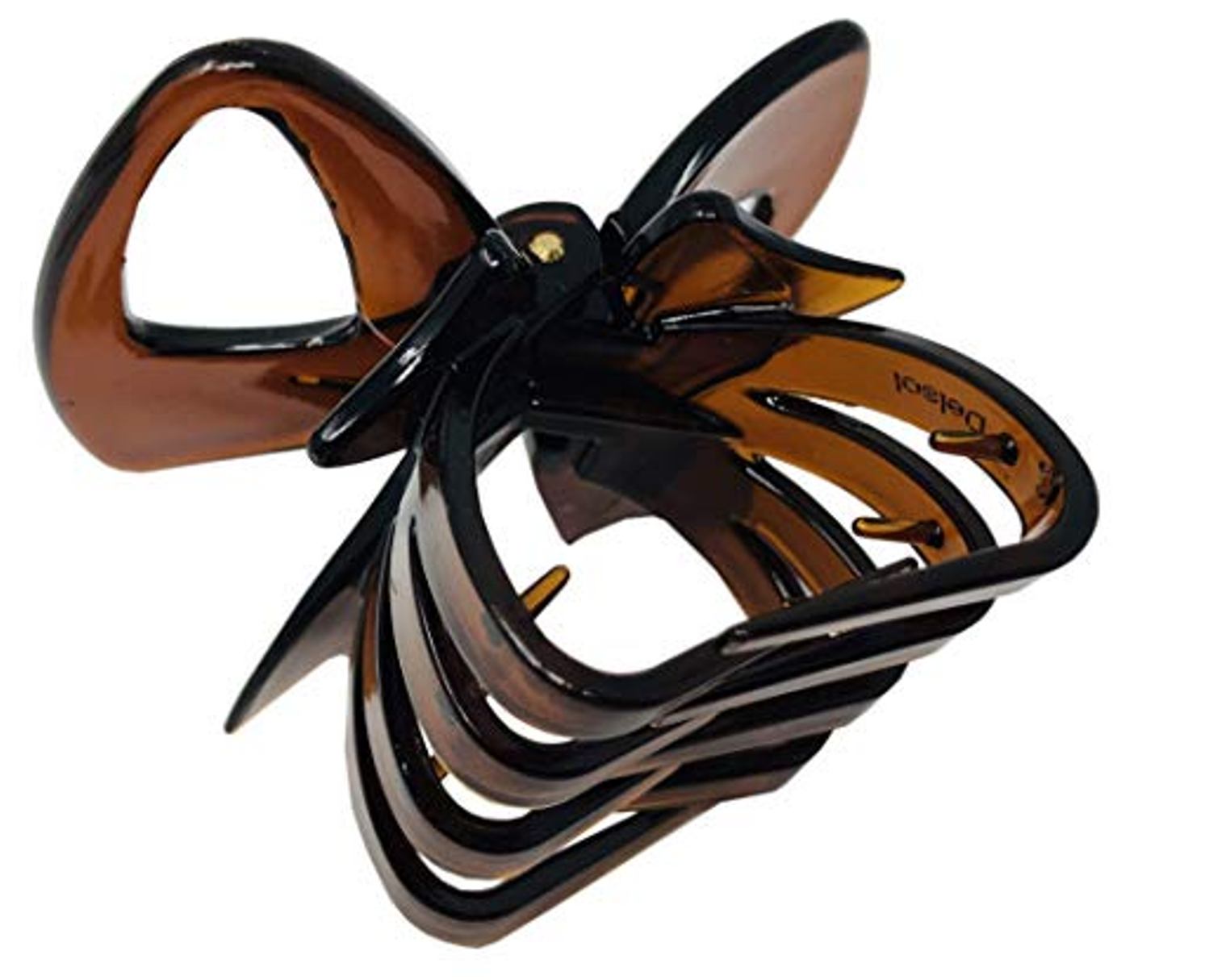 Parcelona French Small Ribbon Shell Cellulose Covered Spring Hair Claw Clutcher