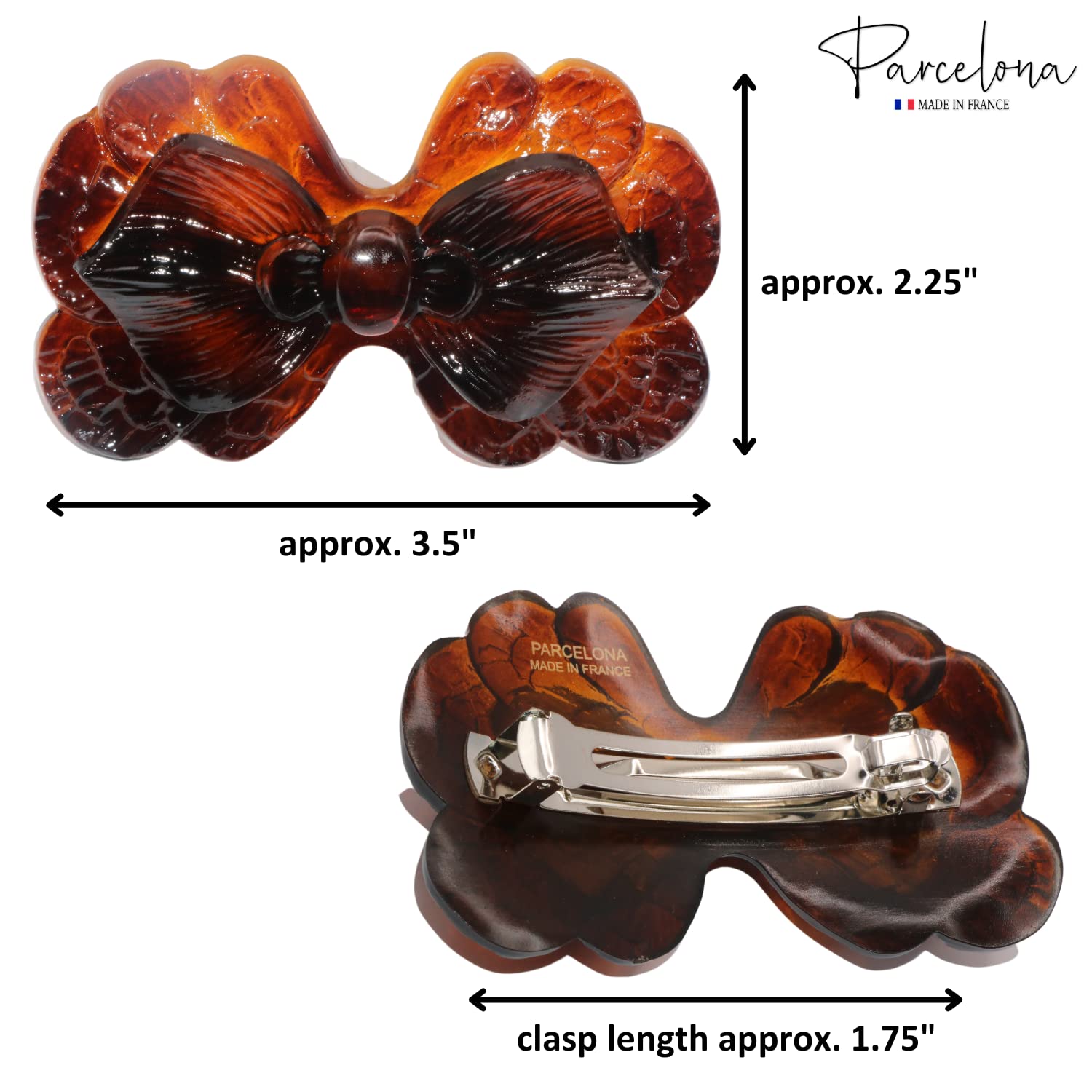 Parcelona French Large Petal 3.5" Celluloid Women Hair Barrette Clip