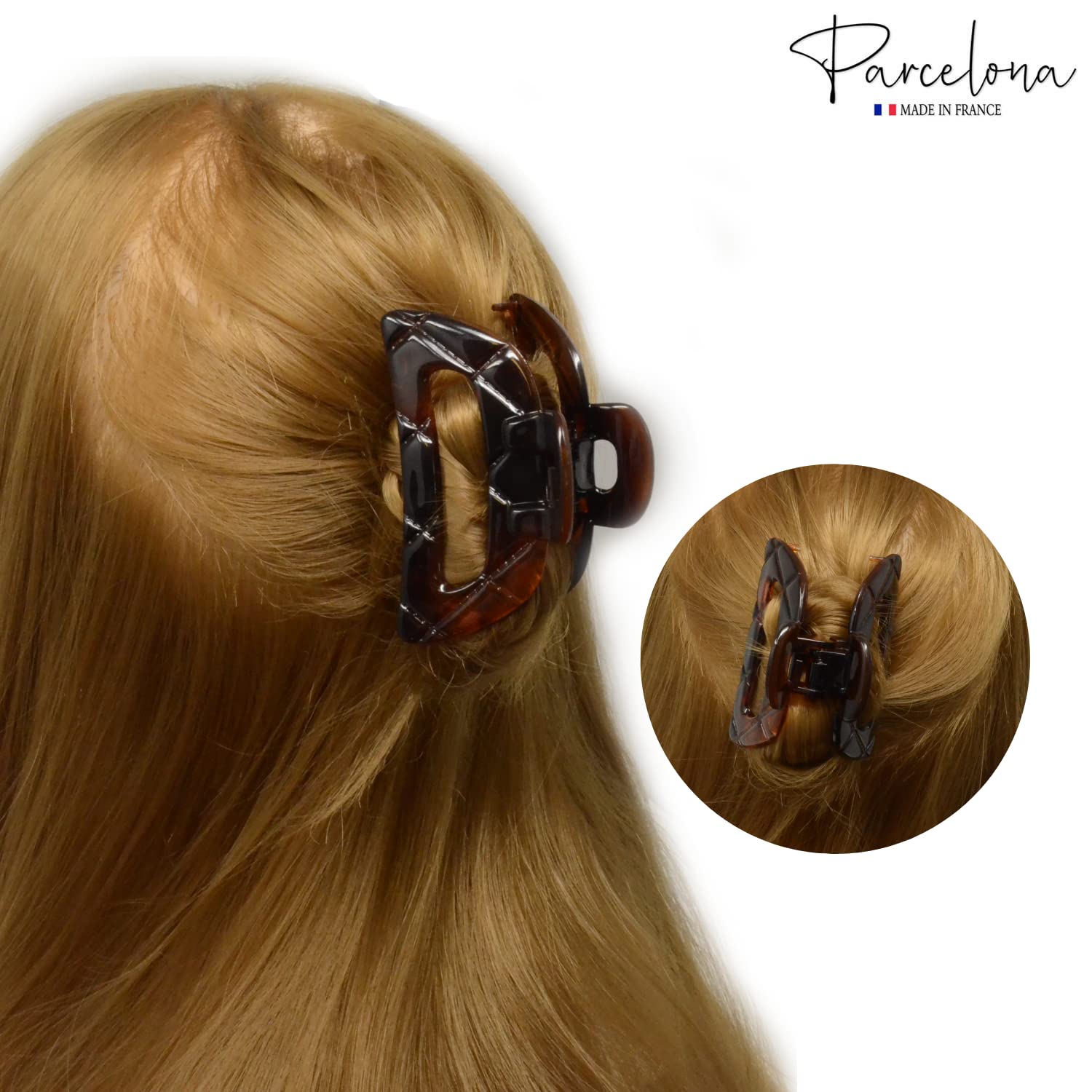 Parcelona French Elite Medium Covered Spring Tortoise Shell Jaw Hair Claw Clamp