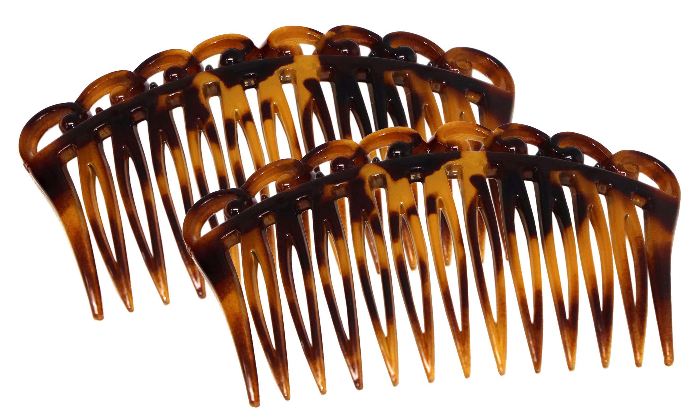Parcelona French Swirl Savana Small Cellulose Set of 2 Side Hair Combs for Women