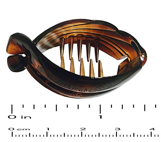Parcelona French Snapper Small Set of 2 Shell N Black Cellulose Fish Banana Clip