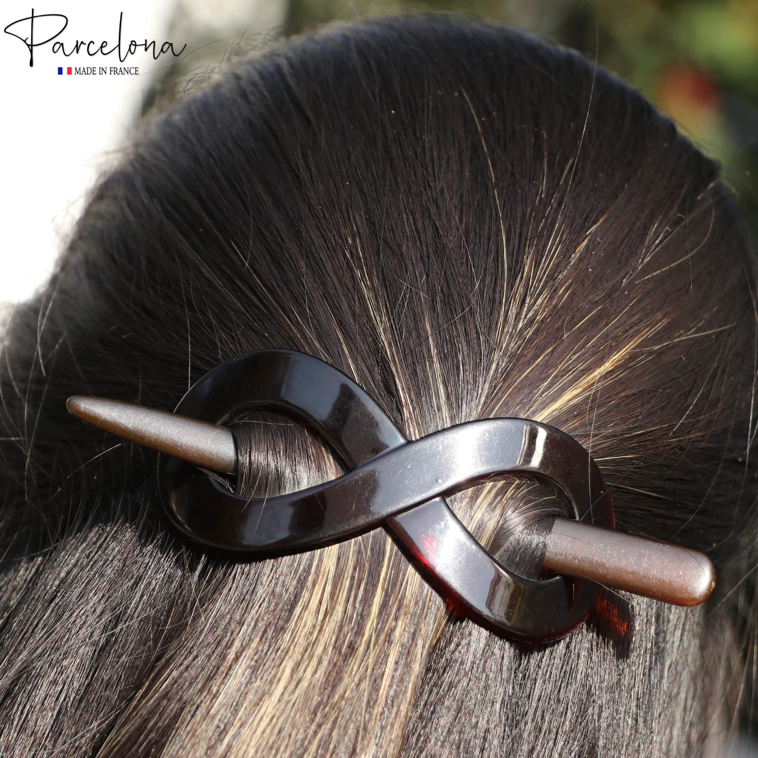 Parcelona French Infinity Medium Cellulose Hair Slider Bun Cover for Women