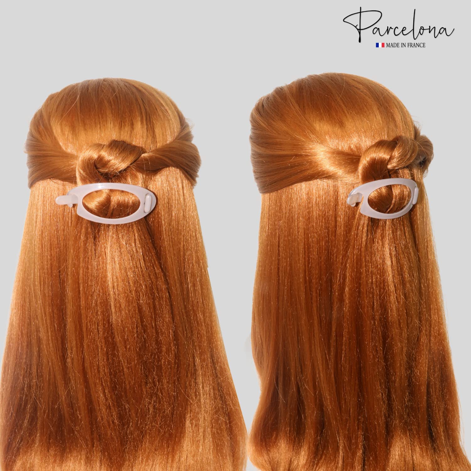 Parcelona French Plain Oval Small Cellulose Set of 2 Metal Free Hair Barrettes