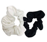 Moeni Plain Knit Set of 8 Black N White Elastic Ponytail Hair Scrunchies for Gir