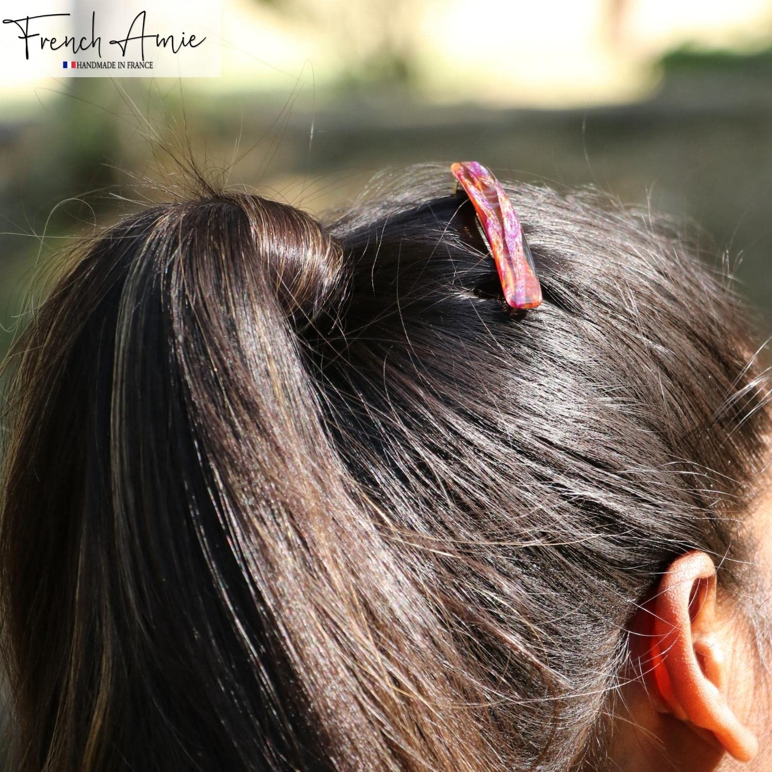 French Amie Small 2 1/4" Cellulose Handmade Hair Barrette for Women and Girls