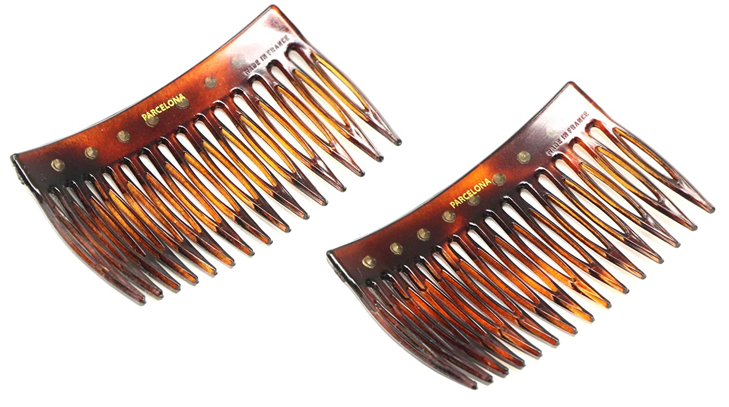 Parcelona French Crystals Shell Small 2 ¾” Cellulose Set of 2 Side Hair Combs