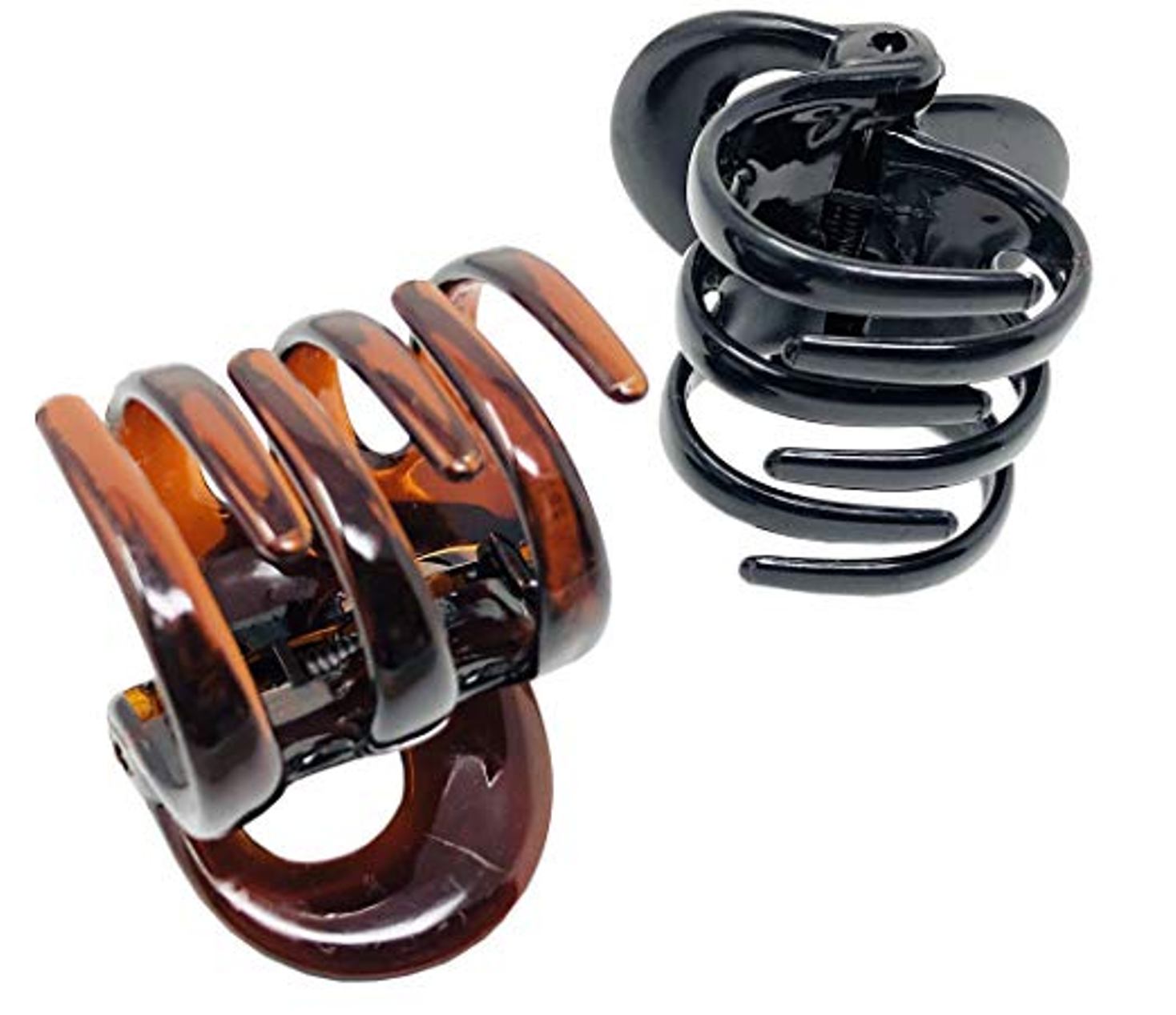 Parcelona French Circular Shell N Black Small Cellulose Hair Claws for Women
