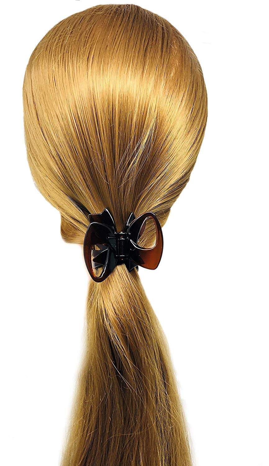 Parcelona French Small Ribbon Shell Cellulose Covered Spring Hair Claw Clutcher