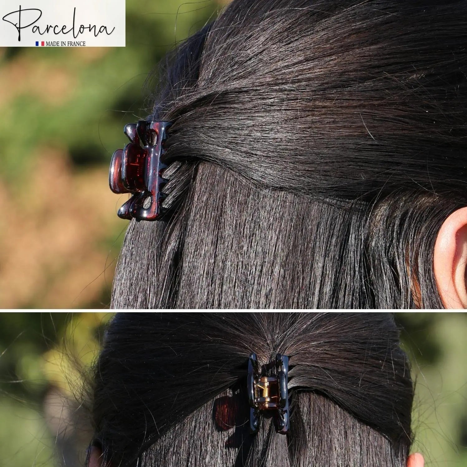 Parcelona French Classic 1.5" Small Celluloid Set of 3 Hair Claws for Women