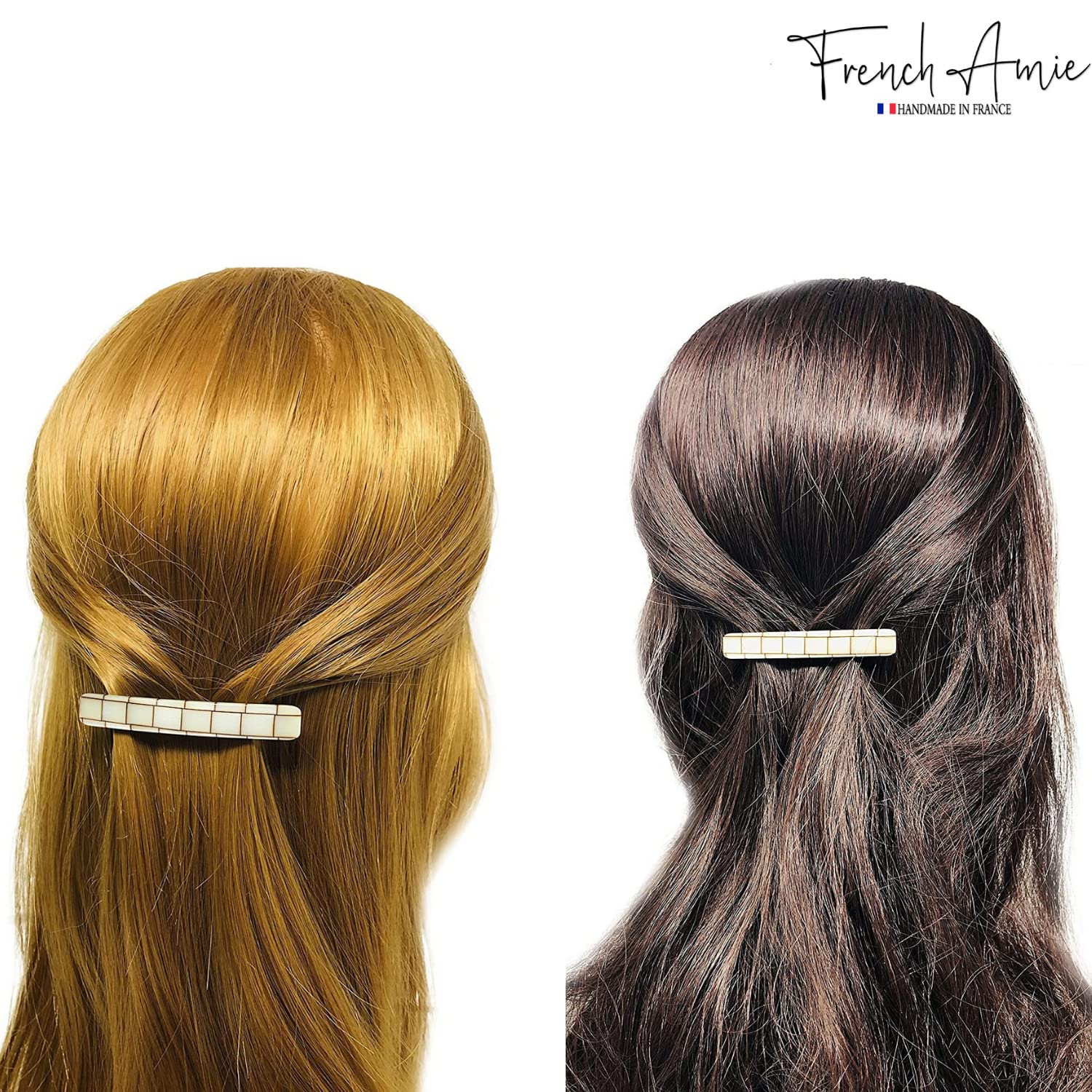 French Amie Small 2 1/4" Cellulose Handmade Hair Barrette for Women and Girls