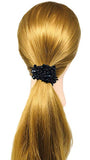 Moeni Beaded Black Elastic Hair Ponytail Scrunchy for Girls and Women