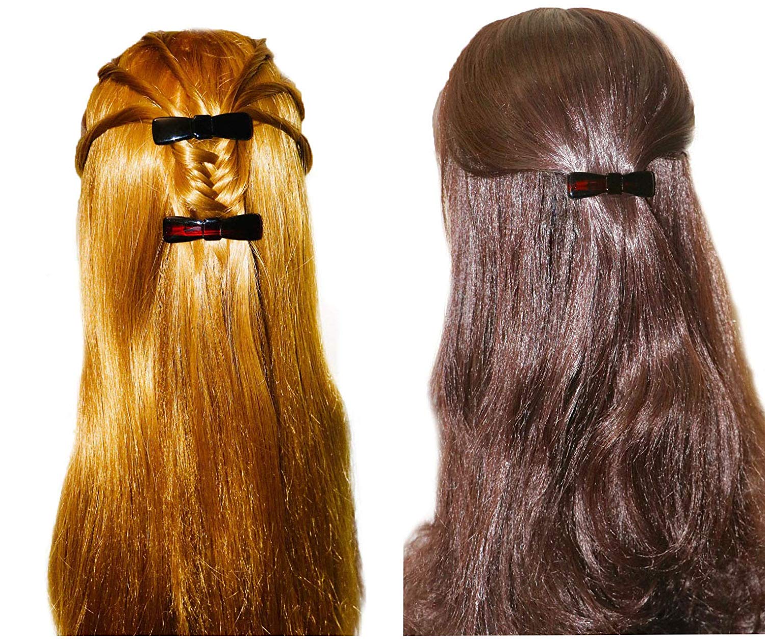 Parcelona French Knotted Bow Shell N Black Cellulose Hair Barrettes for Women