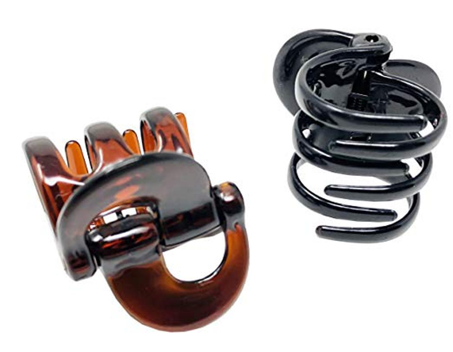 Parcelona French Circular Shell N Black Small Cellulose Hair Claws for Women