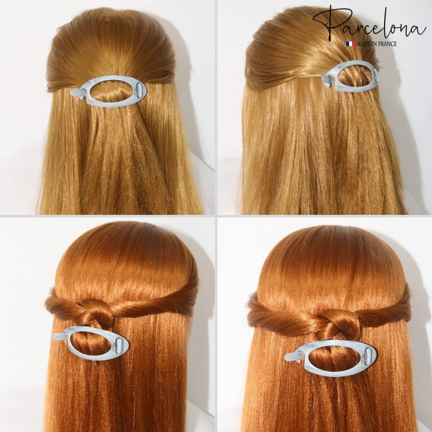 Parcelona French Plain Oval Small Cellulose Metal Free Hair Barrette for Women