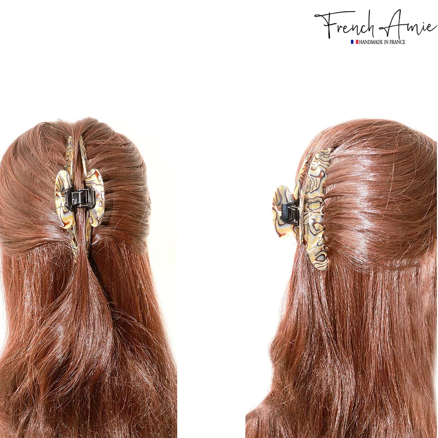 French Amie Contour Large 4 ¾” Cellulose Handmade Jaw Hair Claw Clip for Women