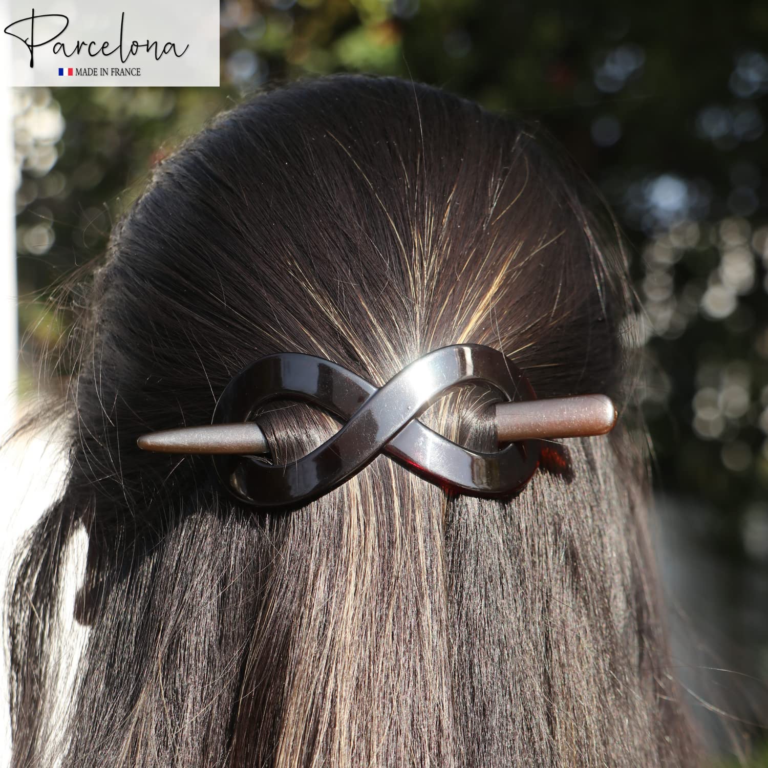Parcelona French Infinity Medium Cellulose Hair Slider Bun Cover for Women