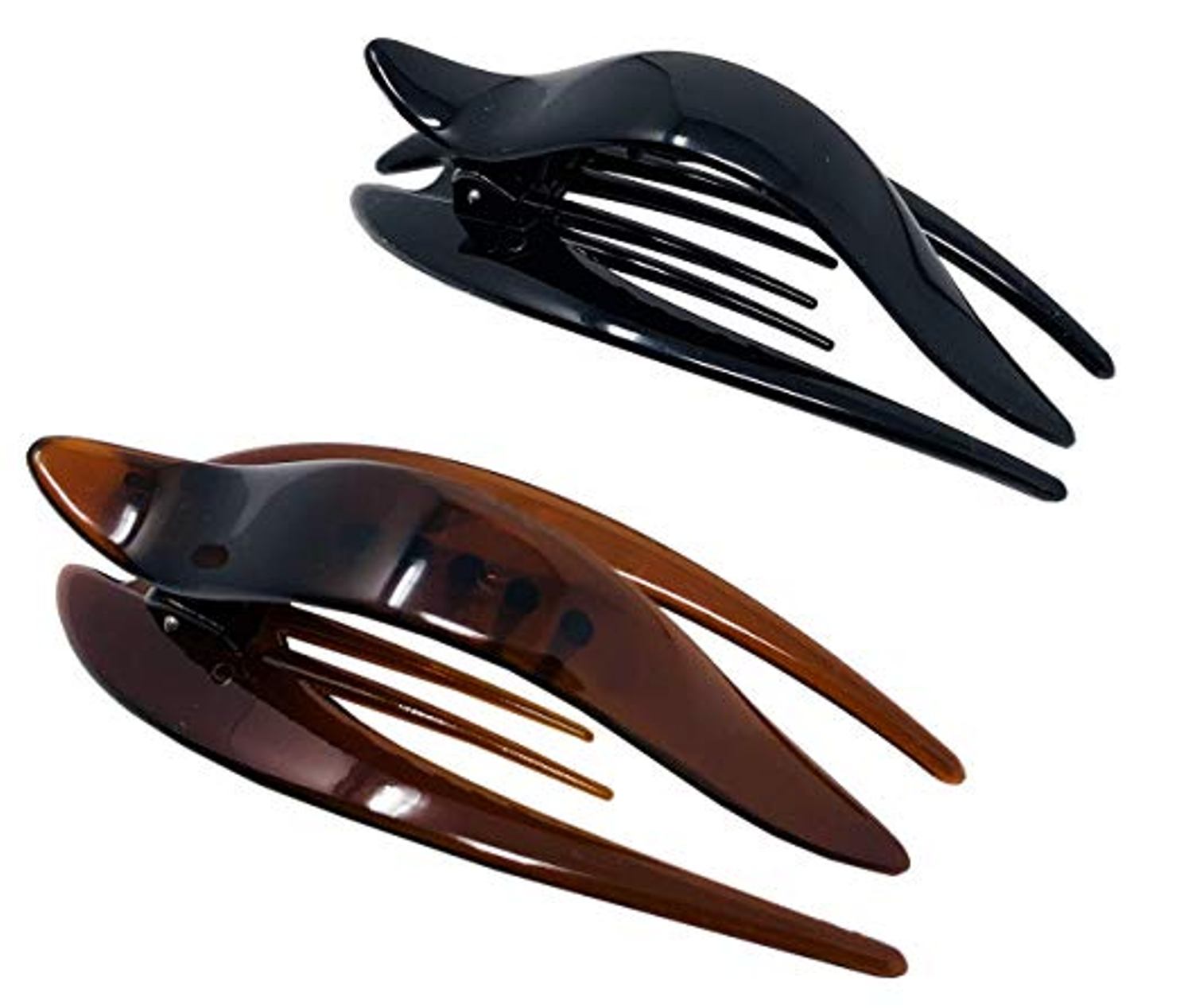 Parcelona French Beak Clasp Shell N Black Salon Hinge Side Slide In Hair Claws