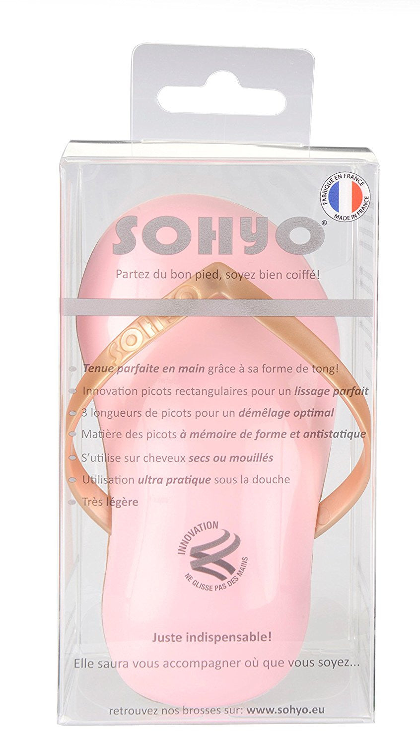 Sohyo Flip Flop Gold Powder Detangler Hair Brush Comb For Women-Sohyo-ebuyfashion.com