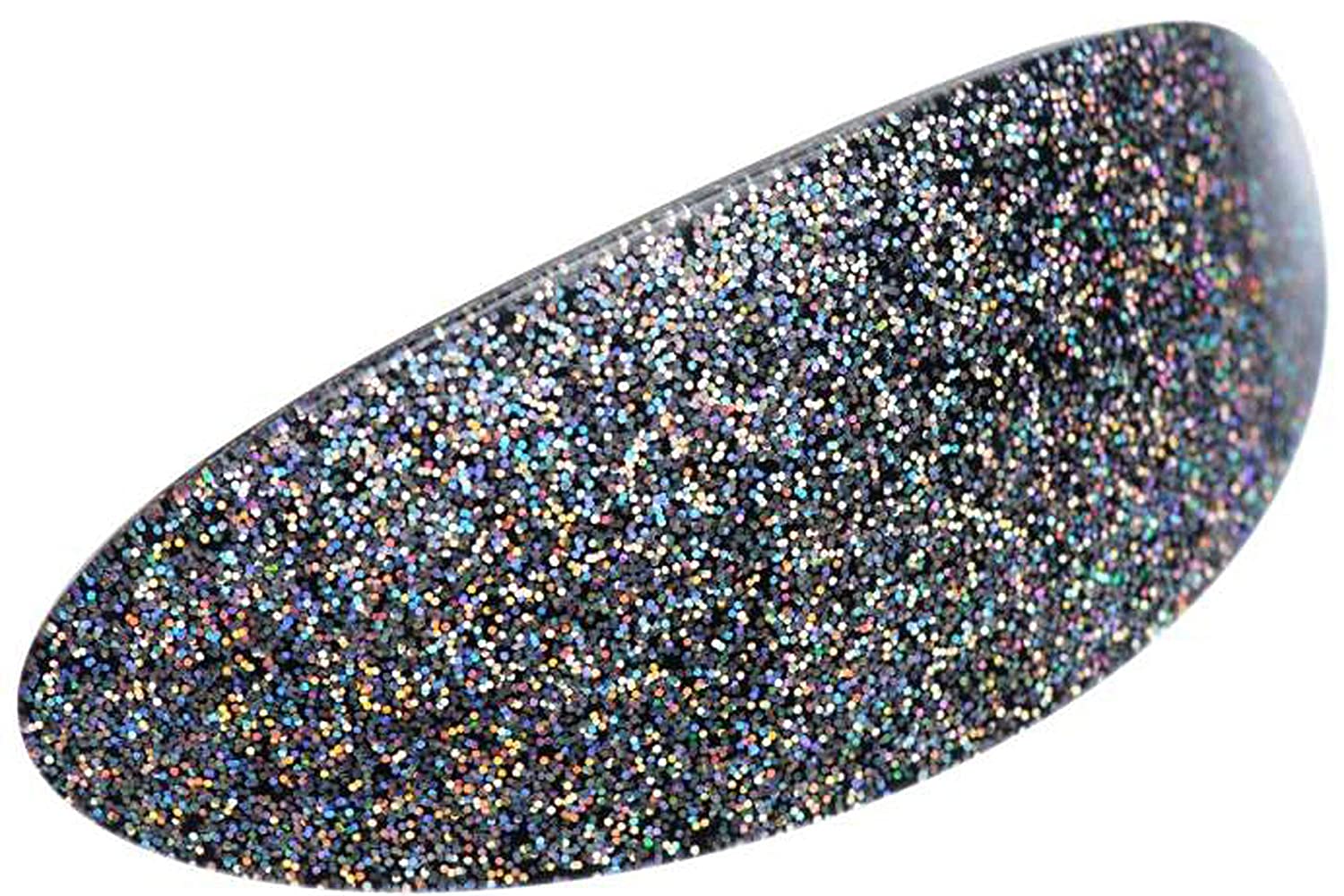 French Amie Glittery Oval Silver Large Handmade Celluloid Hair Clip Barrette