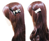 French Amie Classy Bow Cream and White Tokyo Handmade Hair Barrettes