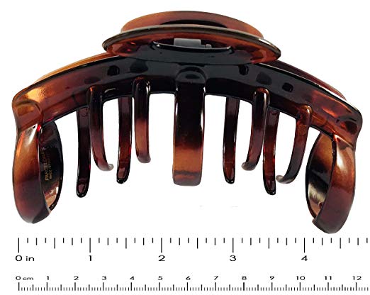 Parcelona French Ring Large Tortoise Shell Cellulose Jaw Hair Claw Clip