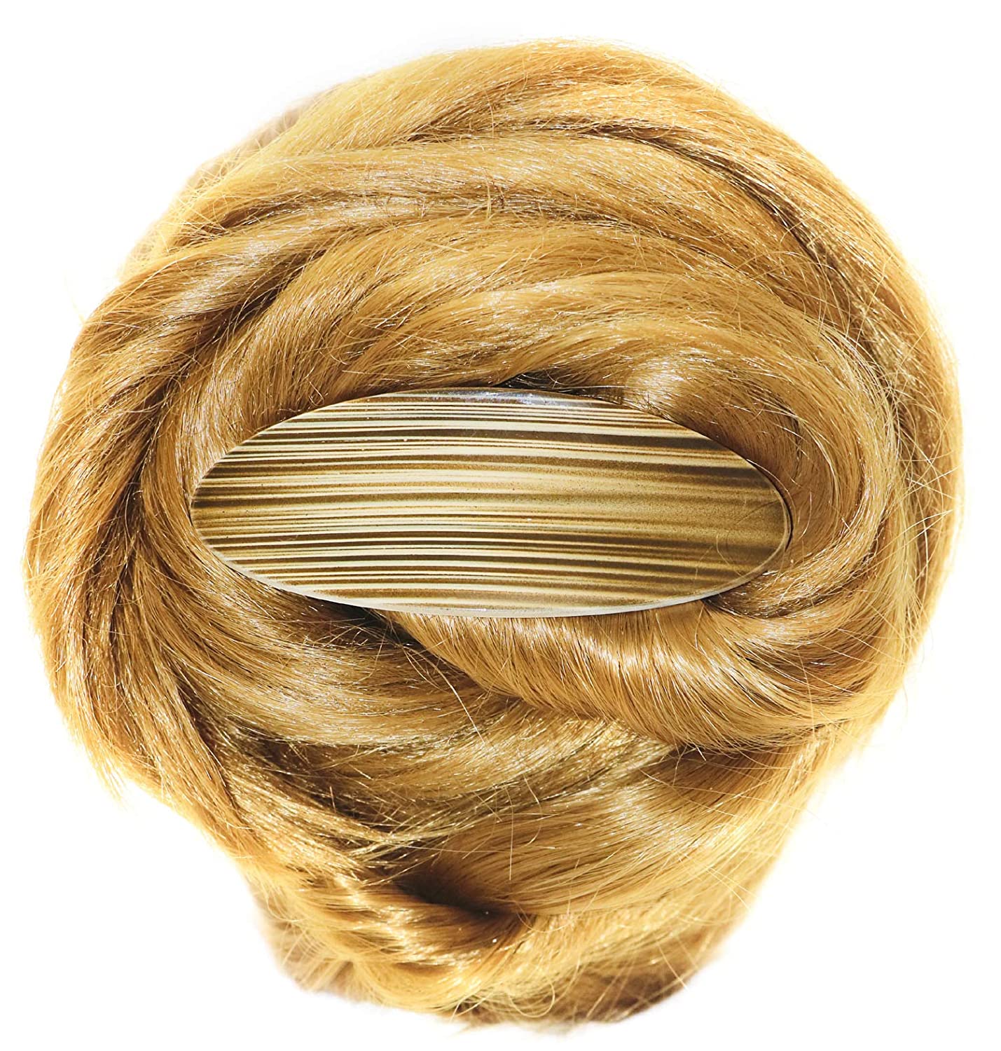 Parcelona French Oval Grey Beige Cellulose Acetate Automatic Hair Clip Barrette