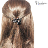 Parcelona French Lunaria Flower Small Shell Celluloid Snap on Hair Pin Barrette