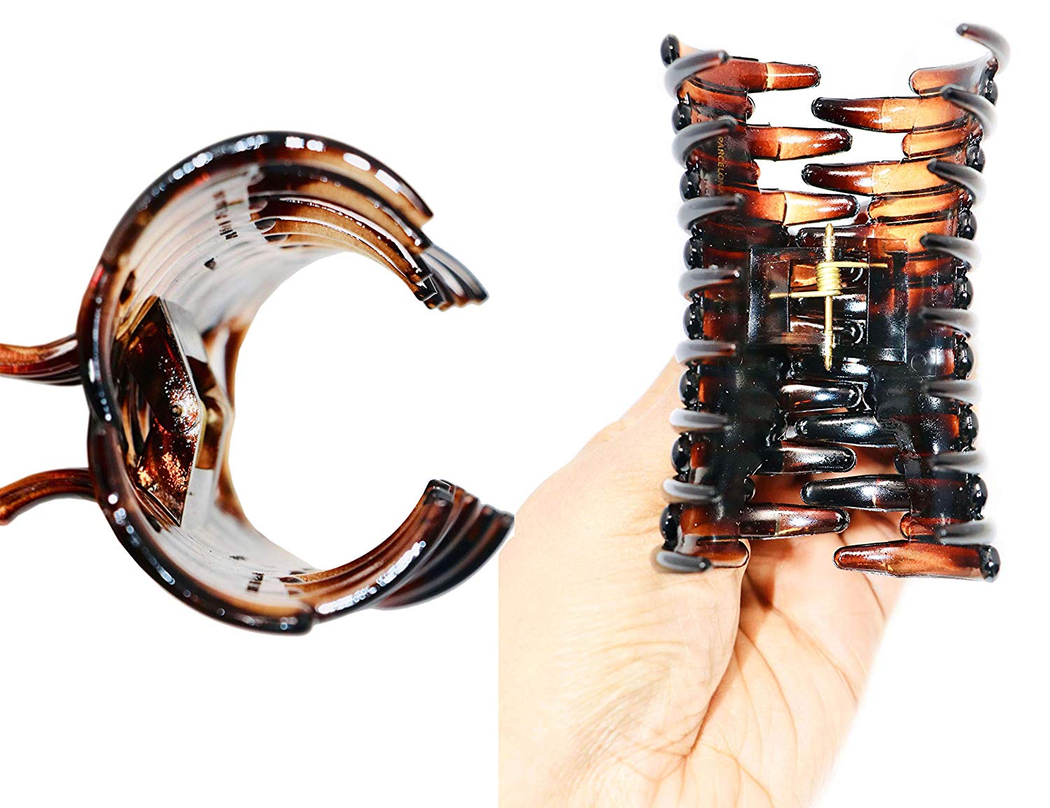 Parcelona French Spiral Curve Shell Large No Slip Grip Cellulose Jaw Hair Claw for Women