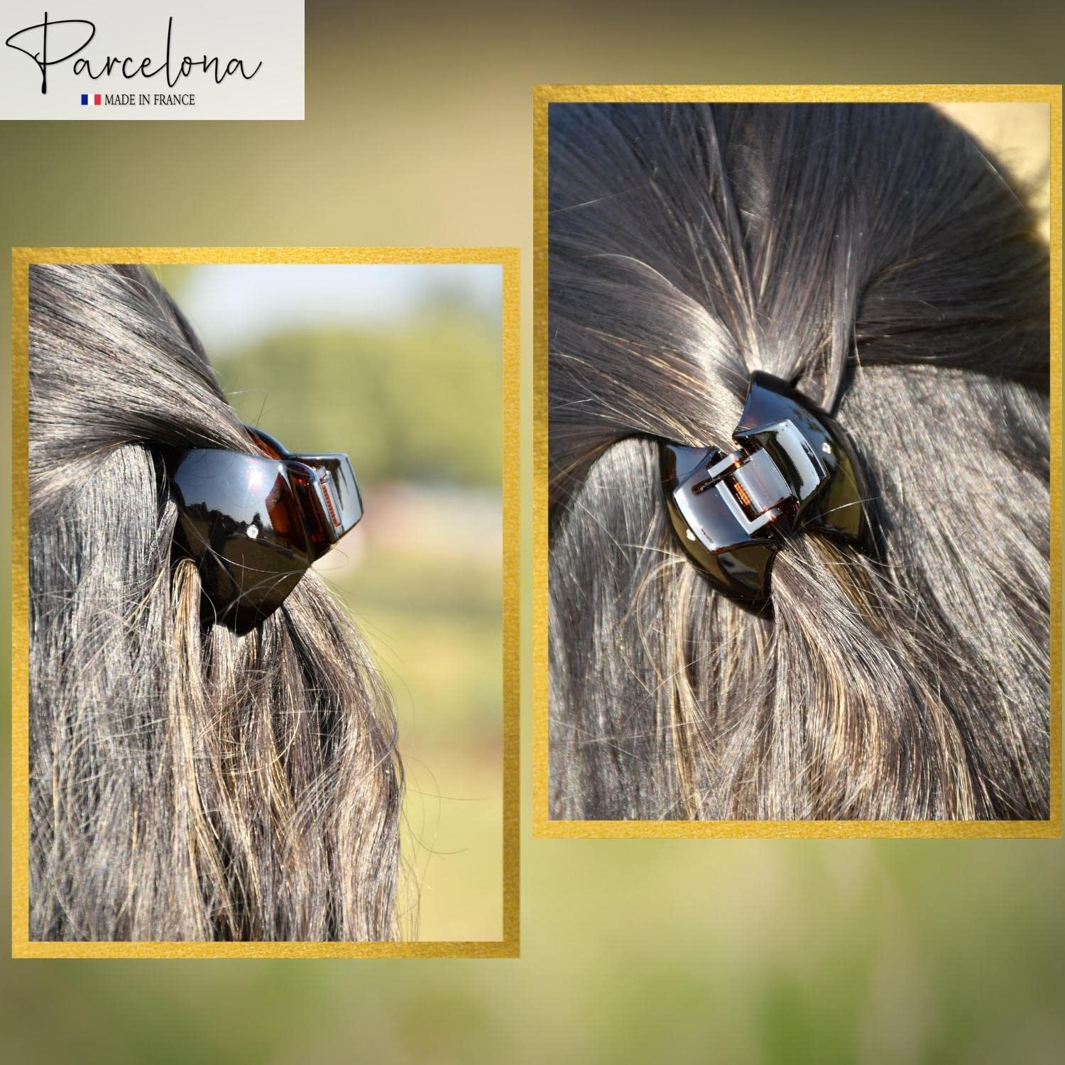 Parcelona French Medium Fat Captain Cellulose Shell Crystals Hair Claw