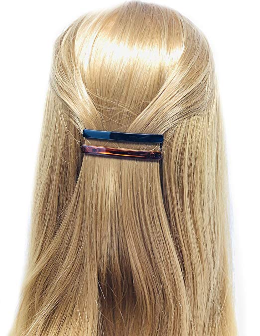Parcelona French Svelte Shell N Black Cellulose Hair Barrettes for Women(4 Pcs)