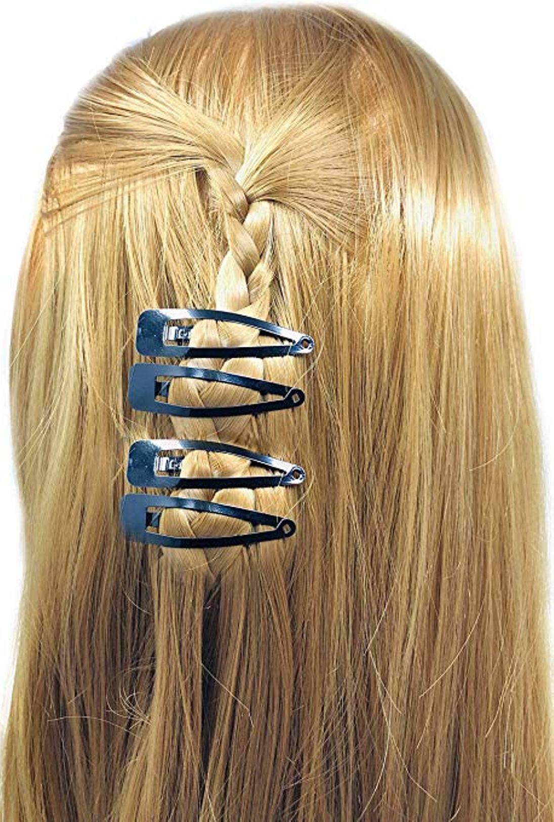 Parcelona French Medium Black Pack of 12 Clic Clac Metal Snap Hair Pins