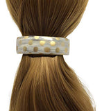 Parcelona French Curved Hand Painted Golden Polka Ivory Brown Hair Clip Barrette