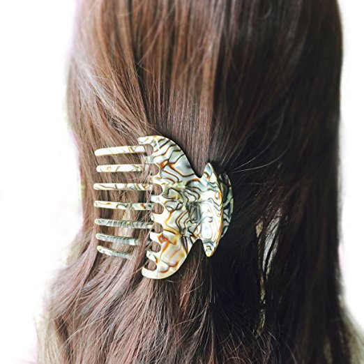 French Amie Wow Grip Onyx Silver Medium Handmade Side Slide Jaw Claw Hair Clip-FRENCH AMIE-ebuyfashion.com