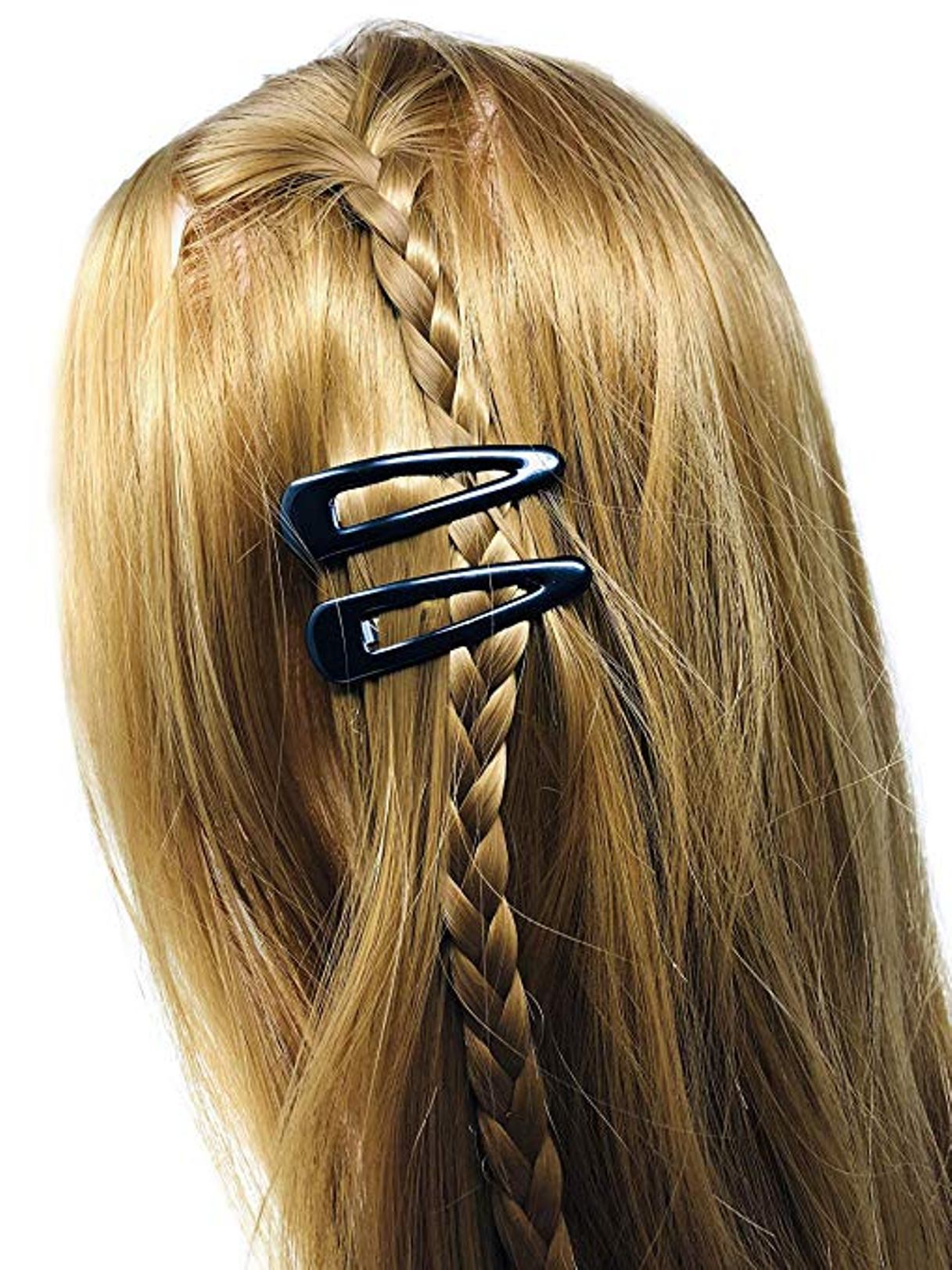 Parcelona French Medium Black and Shell Pack of 8 Clic Clac Metal Snap Hair Pins