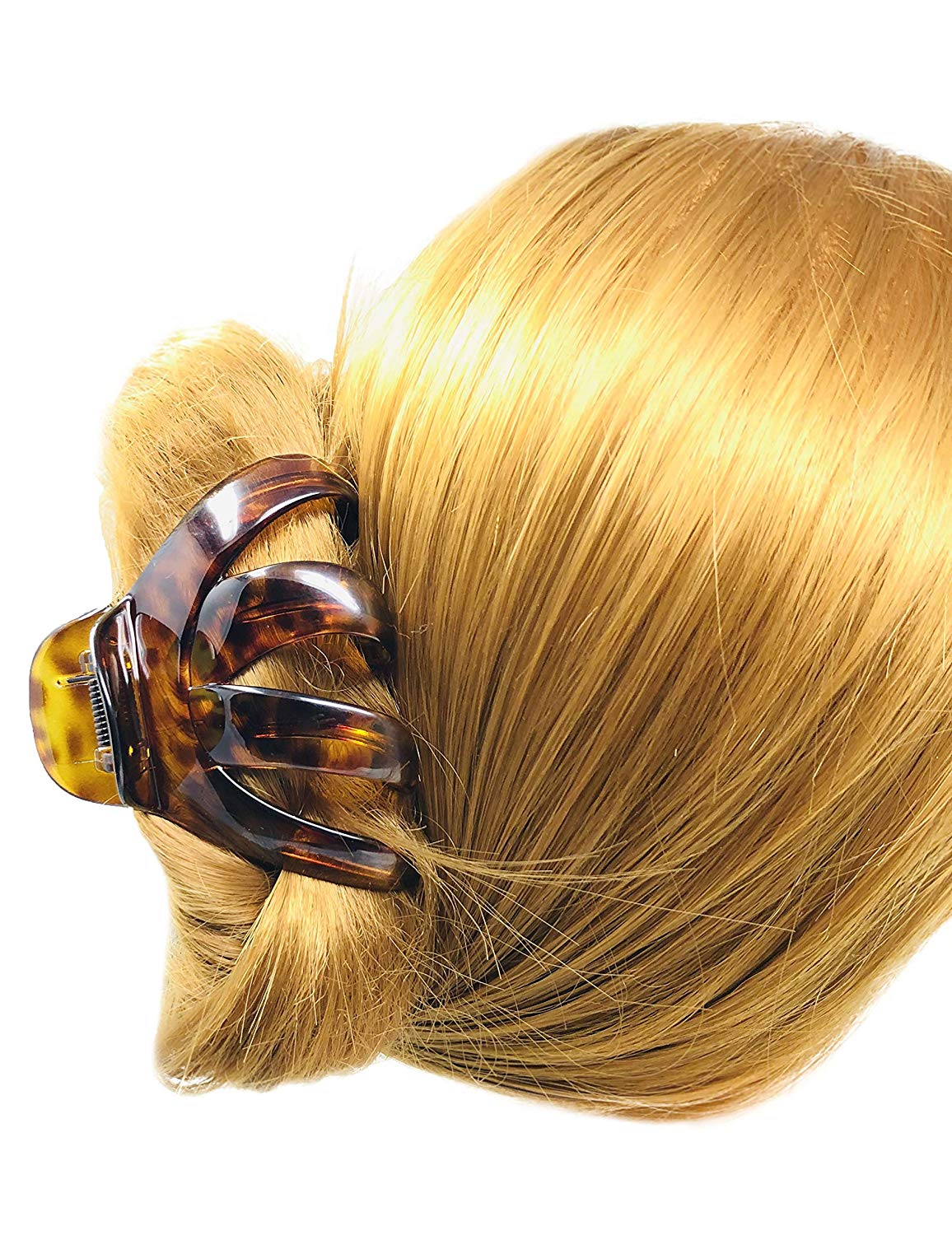Parcelona French Octopus Large Wide Leopard Print Mustard Yellow Jaw Hair Claw