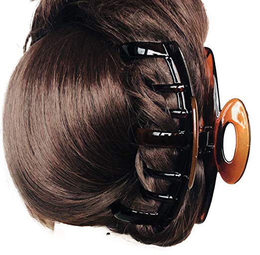 Parcelona French Ring Large Tortoise Shell Cellulose Jaw Hair Claw Clip