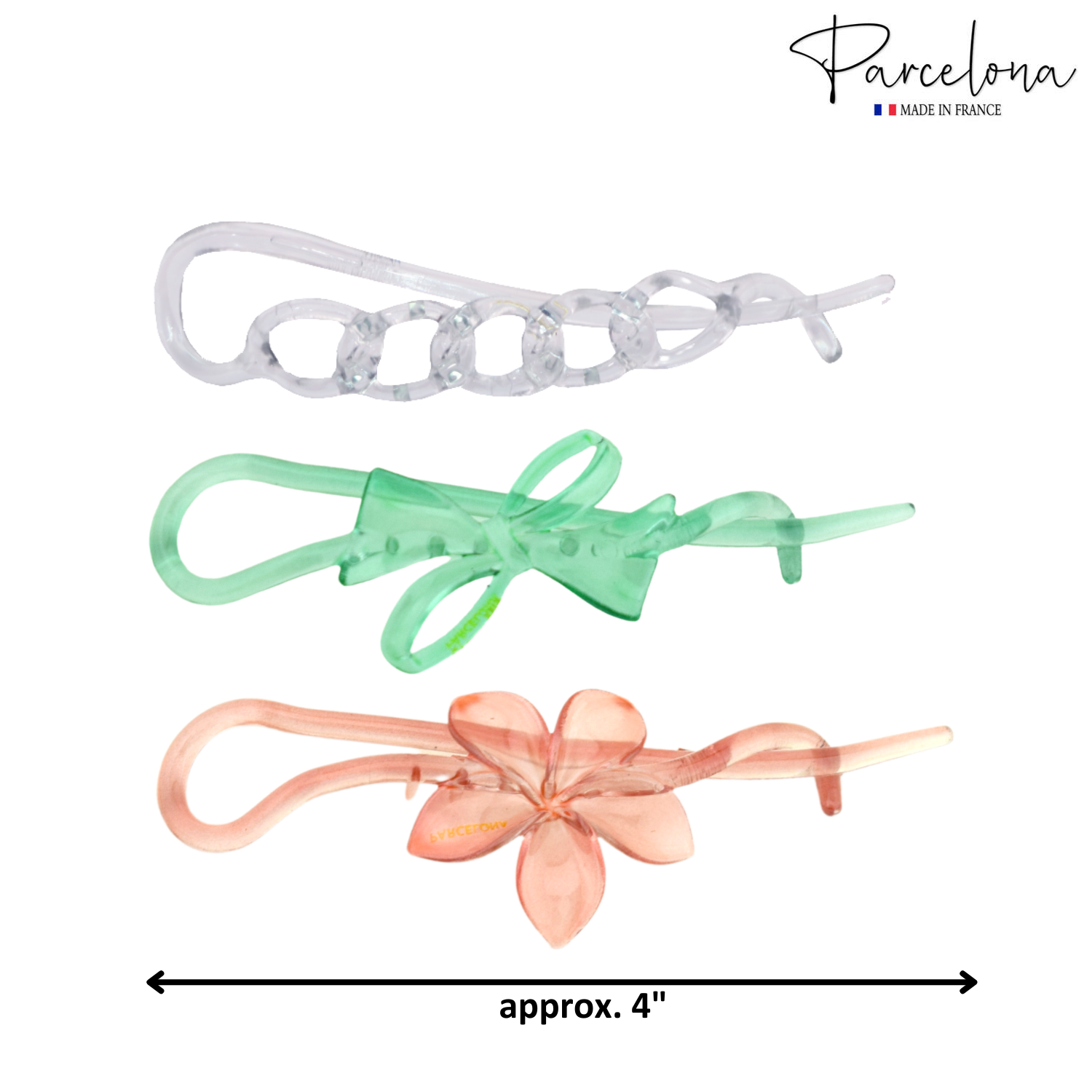 Parcelona French Large Twist N Clip Flower Bow Chain Hair Clip Barrettes